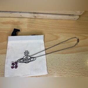 Vivienne Westwood Silver Purple Clover Enamel Necklace